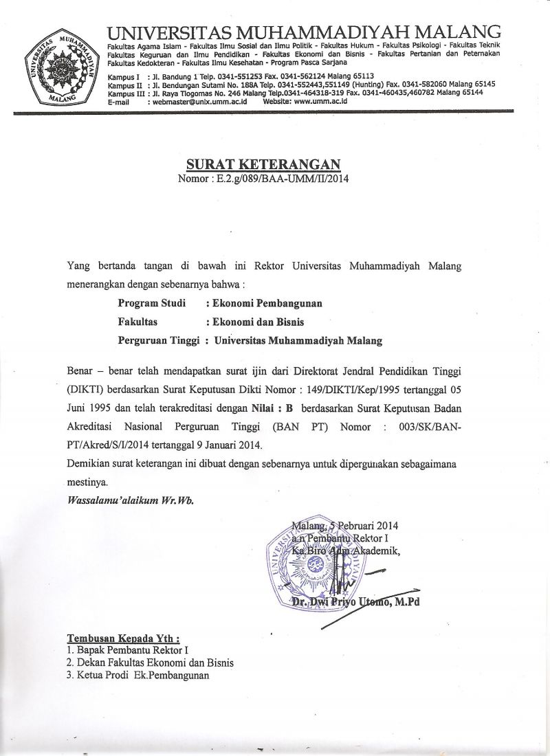 Contoh Surat Keterangan Mahasiswa Aktif